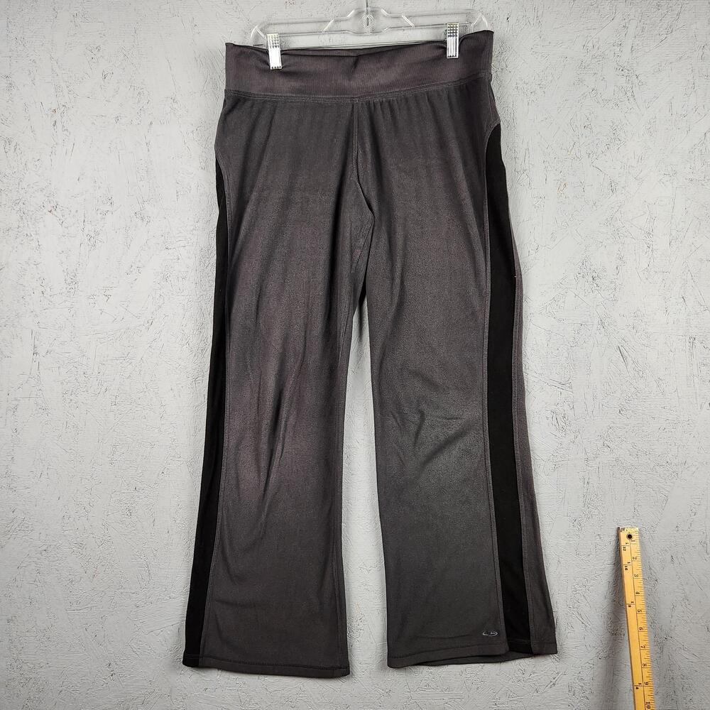 Champion Fleece Pants Womens Large Gray Black Bootcut Lounge Athletic Pockets